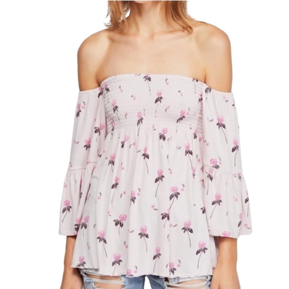 Free People Pink Cloud Berry Off Shoulder Top, M - Picture 10 of 10